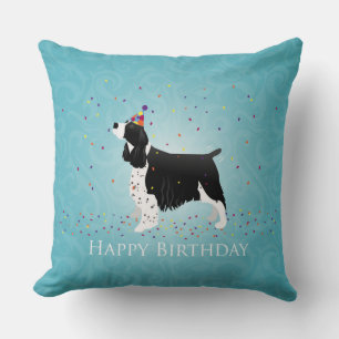 English Springer Spaniel Birthday Design. Throw Pillow