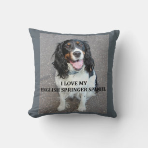 english springer spaniel black white tan love with throw pillow