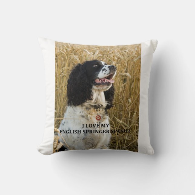 english springer spaniel bwlove w pic throw pillow (Front)