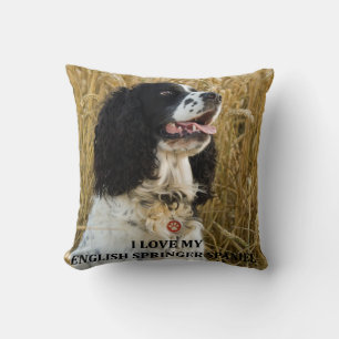 english springer spaniel bwlove w pic throw pillow