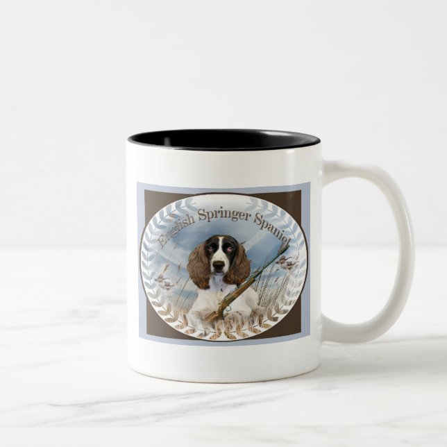 English Springer Spaniel cards hunt Two-Tone Coffee Mug (Right)
