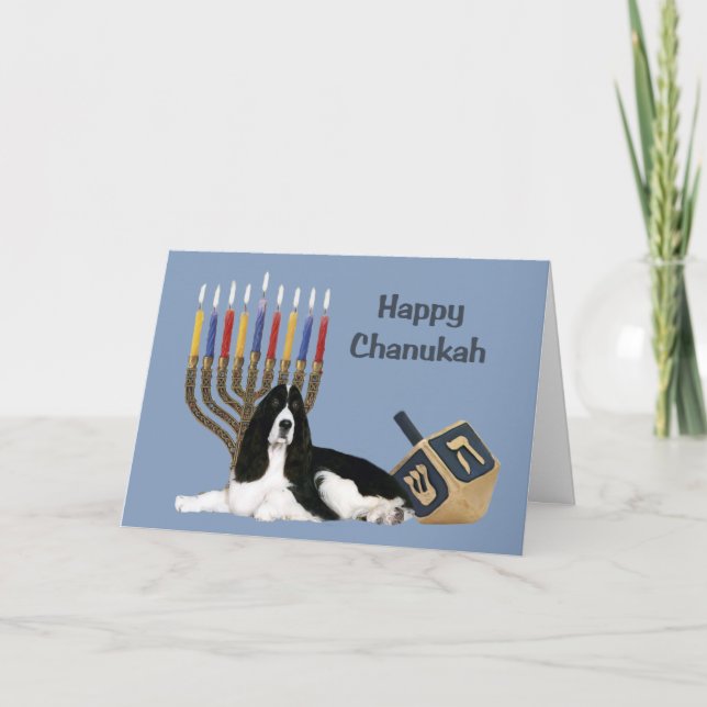 English Springer Spaniel Chanukah Card Menorah Dre (Front)