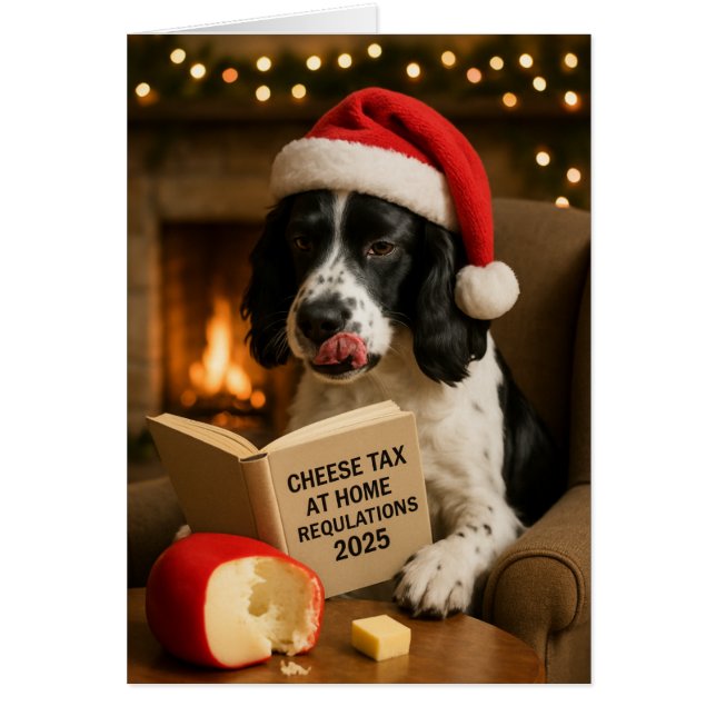 English Springer spaniel Cheese Tax Christmas card (Devant)