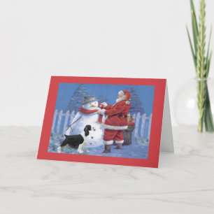 English Springer Spaniel Christmas Card Santa and