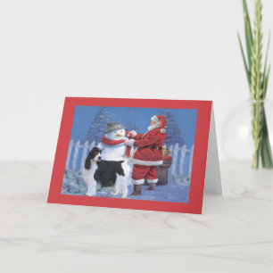 English Springer Spaniel Christmas Card Santa and