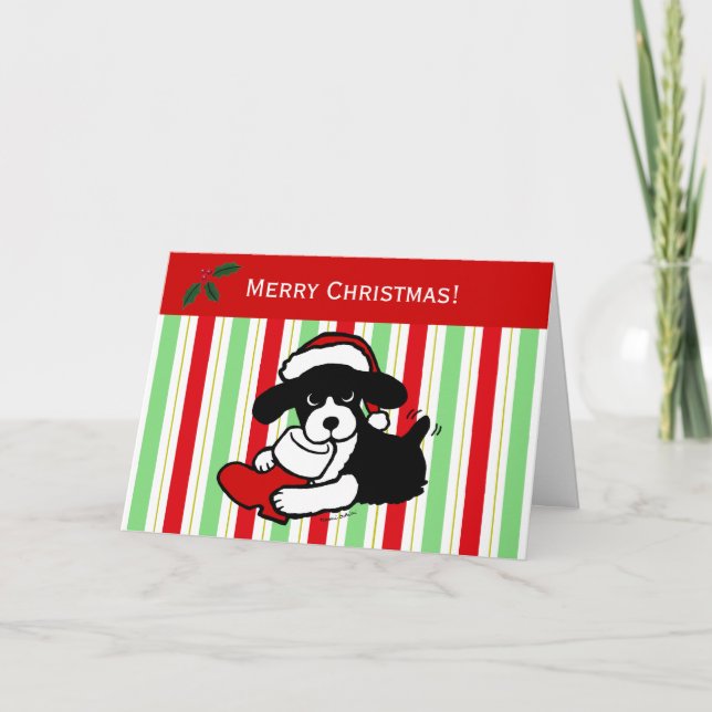 English Springer Spaniel Christmas Cartoon Holiday Card (Front)