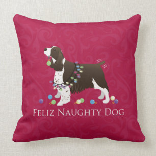 English Springer Spaniel Christmas Design Throw Pillow