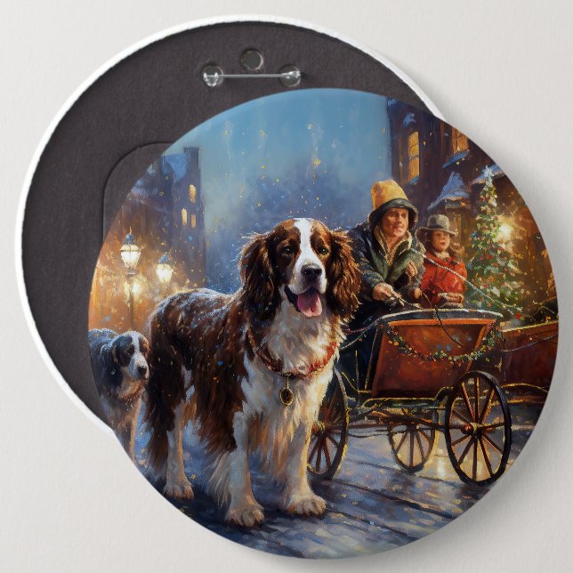 English Springer Spaniel Christmas Festive Season 6 Inch Round Button (Front & Back)