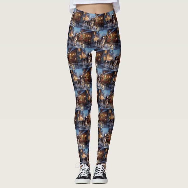 English Springer Spaniel Christmas Festive Season Leggings (Front)