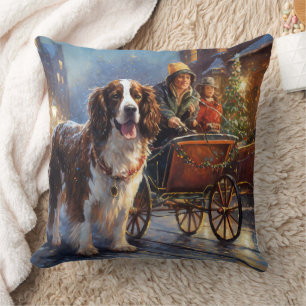 English Springer Spaniel Christmas Festive Season Throw Pillow