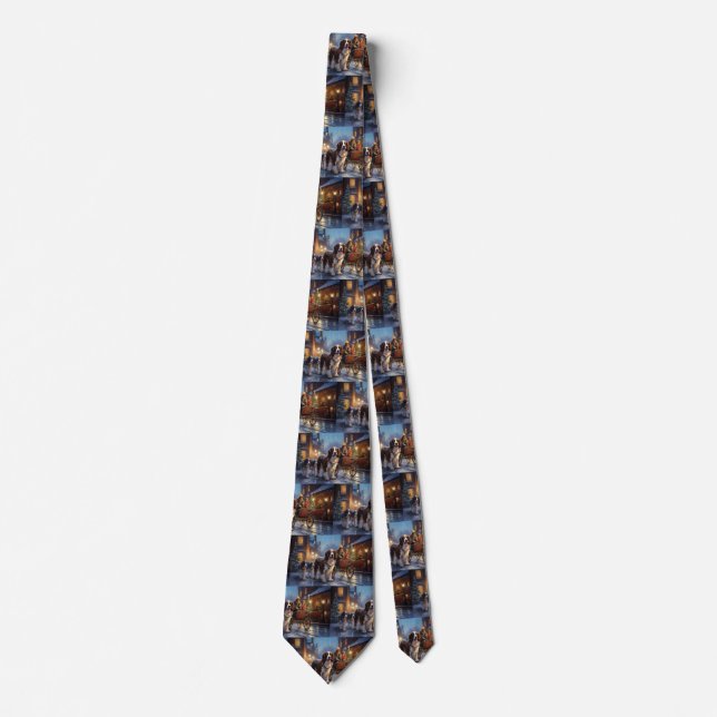 English Springer Spaniel Christmas Festive Season Tie (Front)