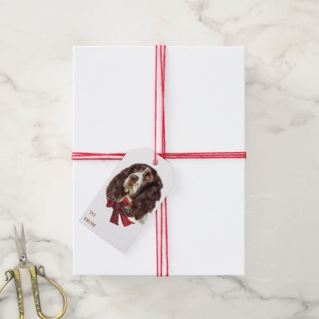 English Springer Spaniel Christmas Gift Tags (With Twine)