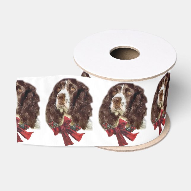 English Springer Spaniel Christmas Grosgrain Ribbon (Spool)