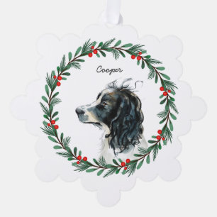 English Springer Spaniel Custom Name Christmas Ornament Card