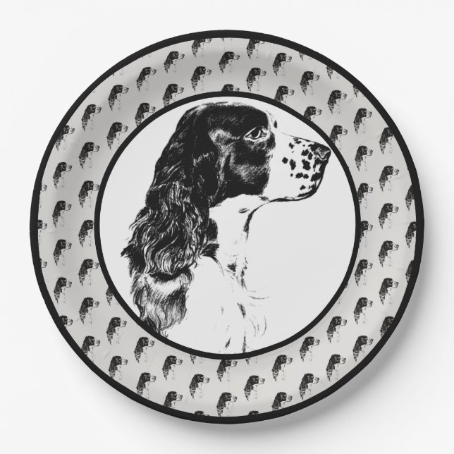 English Springer Spaniel Dog Art Party  Paper Plate (Front)