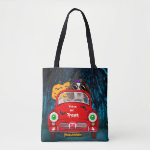 English Springer Spaniel dog Car Scary Halloween  Tote Bag