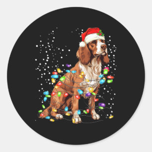 English Springer Spaniel Dog Christmas Lights Xmas Classic Round Sticker