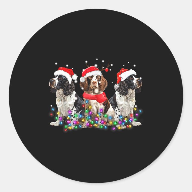English Springer Spaniel Dog Christmas Matching Fa Classic Round Sticker (Front)