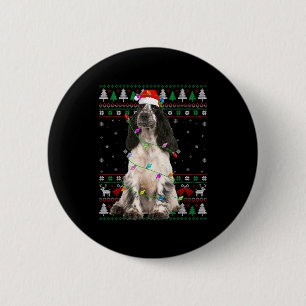 English Springer Spaniel Dog Christmas Ugly Sweate 2 Inch Round Button