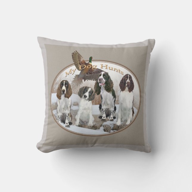 English Springer Spaniel Dog Hunts Throw Pillow (Front)