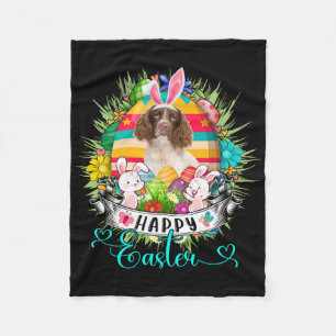 English Springer Spaniel Dog In Easter Eggs Sket _ Fleece Blanket