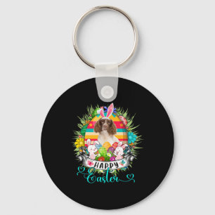 English Springer Spaniel Dog In Easter Eggs Sket _ Keychain