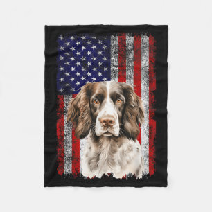 English Springer Spaniel Dog Lover US Flag 4th of Fleece Blanket