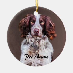 English Springer Spaniel Dog Oil Painting Portrait Ceramic Ornament
