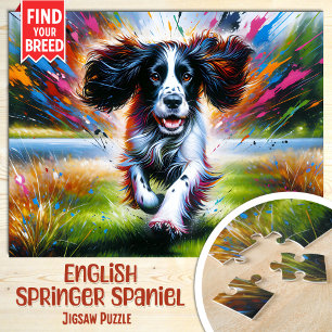 English Springer Spaniel Dog Portrait Acrylic Art Jigsaw Puzzle