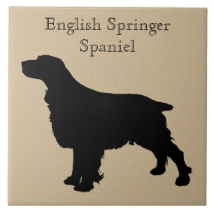 English Springer Spaniel Dog Silhouette Tile