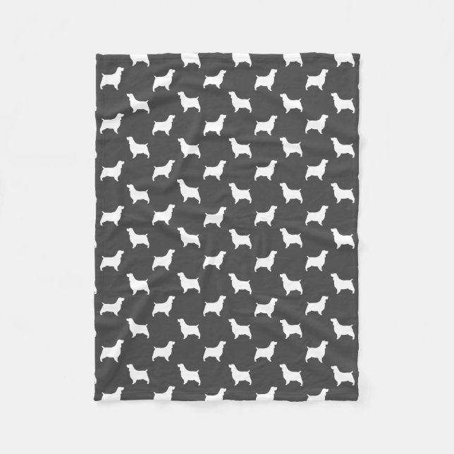 English Springer Spaniel Dog Silhouettes Pattern Fleece Blanket (Front)