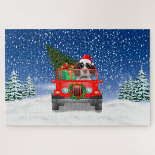 English Springer Spaniel dog with Christmas gifts Jigsaw Puzzle