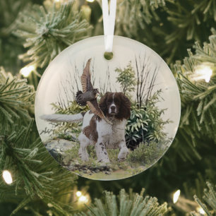 English Springer Spaniel Glass Ornament
