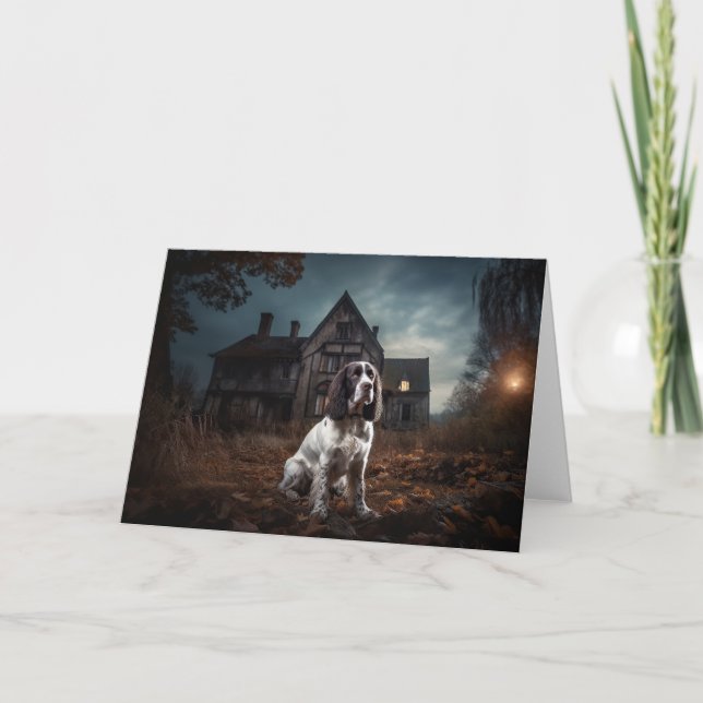 English Springer Spaniel Halloween Scary Card (Front)