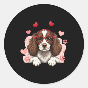 English Springer Spaniel Headbynd Valentine Womens Classic Round Sticker