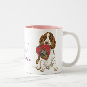 English Springer Spaniel Heart Mom Two-Tone Coffee Mug