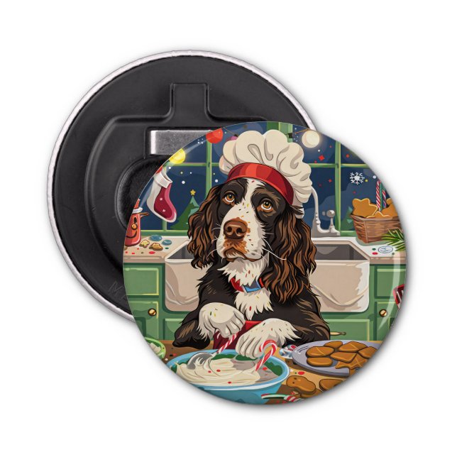 English Springer Spaniel Holiday Baking: Festive  Bottle Opener (Front)