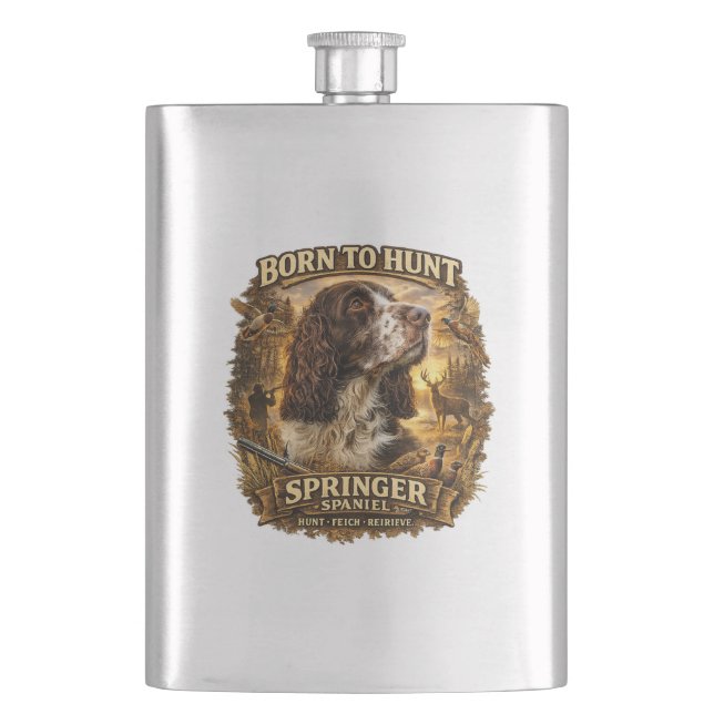English Springer Spaniel Hunting Dog Hip Flask (Front)