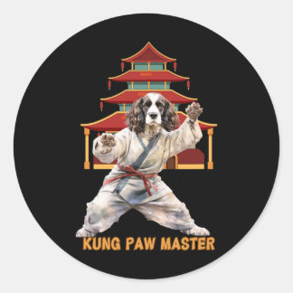 English Springer Spaniel Karate Martial Arts Dog L Classic Round Sticker
