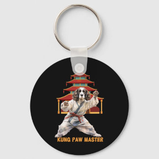 English Springer Spaniel Karate Martial Arts Dog L Keychain
