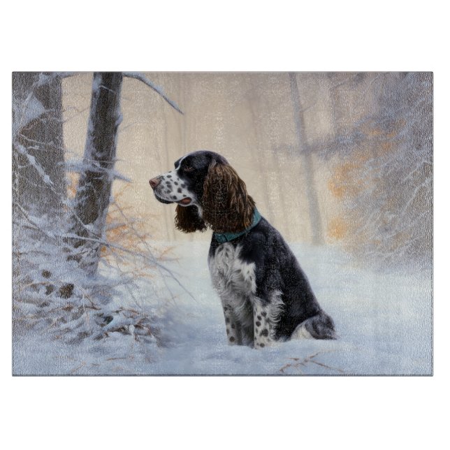 English Springer Spaniel Let It Snow Christmas Cutting Board (Front)