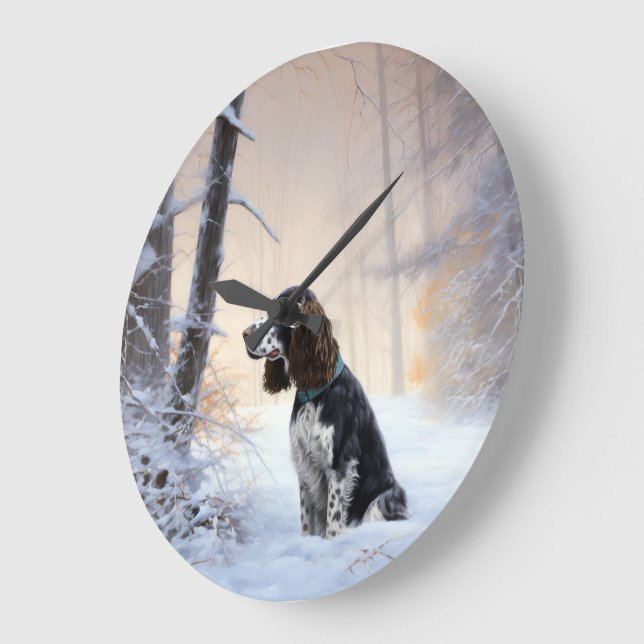 English Springer Spaniel Let It Snow Christmas Large Clock (Angle)