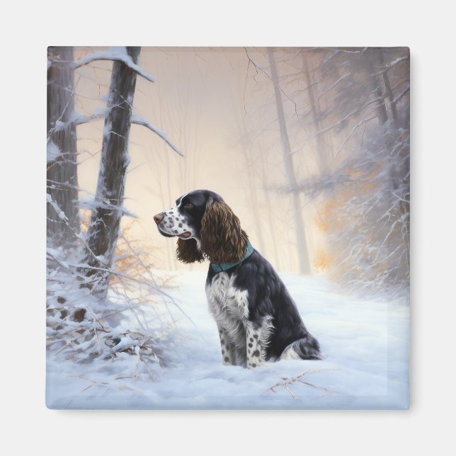 English Springer Spaniel Let It Snow Christmas Magnet (Front)