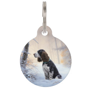English Springer Spaniel Let It Snow Christmas Pet Tag