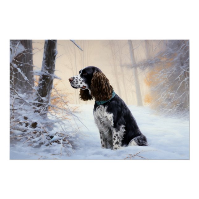 English Springer Spaniel Let It Snow Christmas Poster (Front)