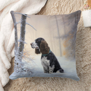 English Springer Spaniel Let It Snow Christmas Throw Pillow