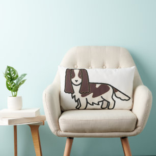 english springer spaniel liver and white cartoon lumbar pillow