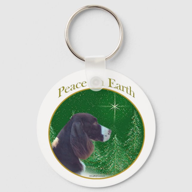 English Springer Spaniel (liver) Peace Keychain (Front)