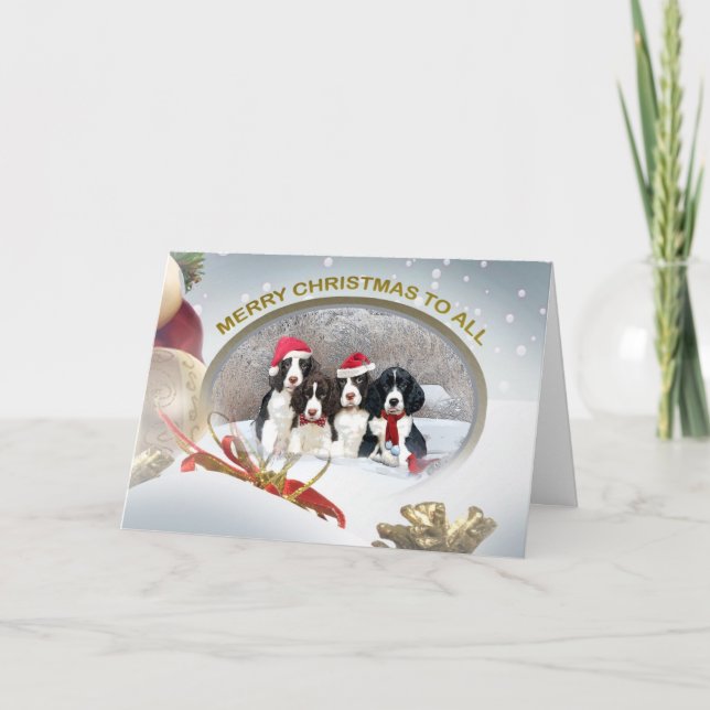 English Springer Spaniel Merry Christmas To All Holiday Card (Front)