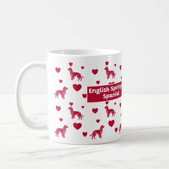 English Springer Spaniel Mug With Red Hearts (Left)